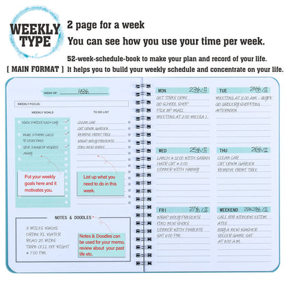 Non Dated Planner Agenda Notebook Diary